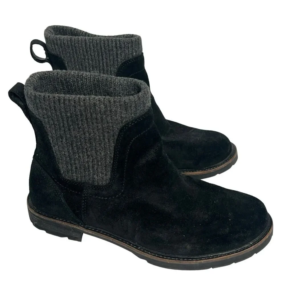 LL Bean Black East Point Waterproof Suede Chelsea Ankle Boots Size 9